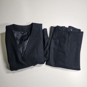 Vintage 100% Pure Wool Skirt Suit Black Made in USA Women’s Size 18 Woolmark